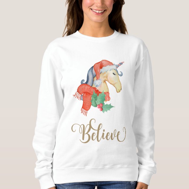 Camiseta Unicórnio Sweatshirt Natal (Frente)
