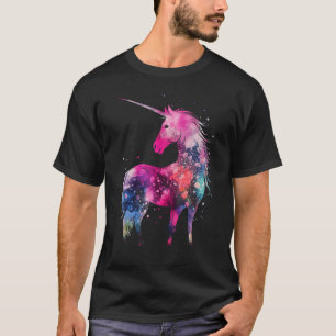 Camiseta Unicórnio Tie-Dye Colorido Silhueta Cavalo Rosa Ma