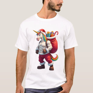Camiseta Unicórnio Travesso Piada Natal Divertido da Famíli