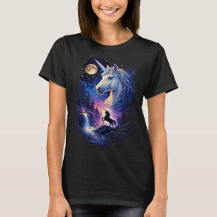 Camiseta Unicórnio uivando para a lua vintage 90s unicórnio