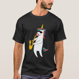 Camiseta Unicórnio Vestindo Óculos Solares Jogando Saxofone