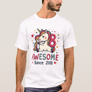 Camiseta Unicórnio Vintage 8 Incrível Desde 2018 Arco-íris 