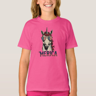 Camiseta unicórnio Vintage Merica 4° de julho patriótico