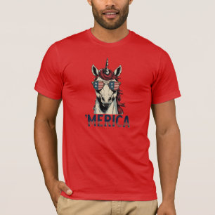 Camiseta unicórnio Vintage Merica 4° de julho patriótico