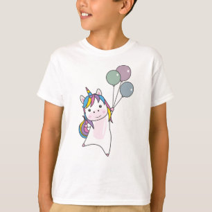Camiseta Unicórnio Voa Com Balões Acima de Unicórnios Cutos