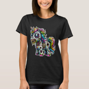 Camiseta Unicórnio Zumbi Assustador Monstro de Halloween de