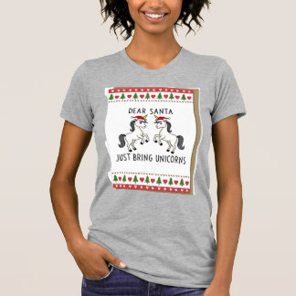Camiseta Unicórnios de Natal Camisola Feia de Natal Amante 
