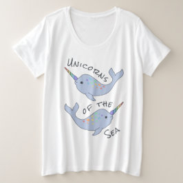Camiseta Unicórnios do mar de Narwhal do arco-íris mais o