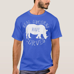 Camiseta Unicórnios Reais Têm Curvas Engraçadas Rhino