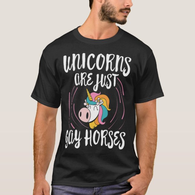 Camiseta Unicórnios são apenas animais Gay Gay de lésbicas  (Frente)