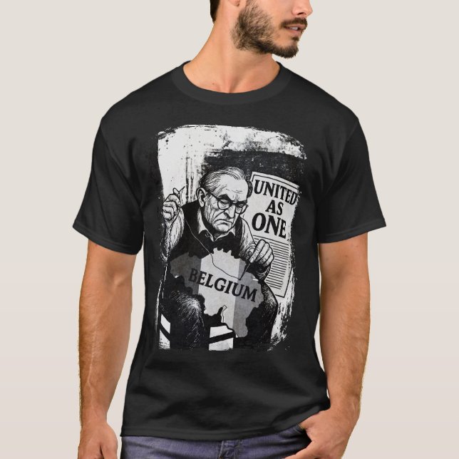 Camiseta Unida como uma - Bélgica Black & White Grunge (Frente)
