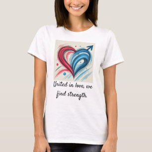Camiseta Unida no Amor - Coração Artístico e Cota Forte T