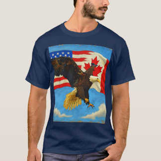 Camiseta Unidade - Bandeira do Canadá, Bandeira dos EUA e Á