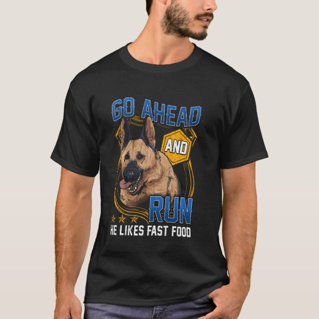 Camiseta Unidade de Cães Policiais Pastor Alemão Cão Afiado (Frente)