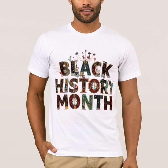 Camiseta Unidade de Cor Mês do Histórico Preto (Frente)