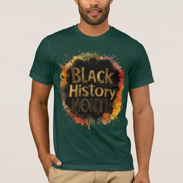 Camiseta Unidade de Cor Mês do Histórico Preto (Frente)