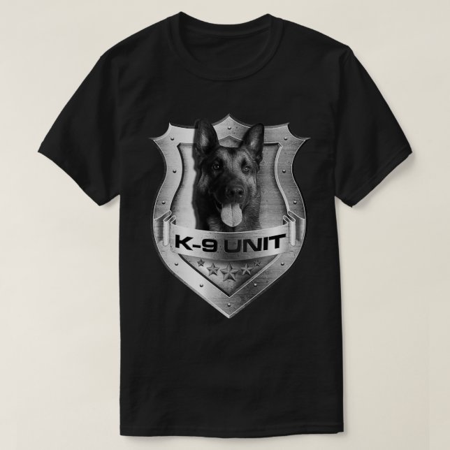 Camiseta Unidade de Crachá da Polícia de Unidade Malinois 1 (Frente do Design)