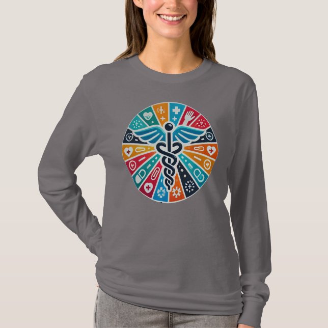 Camiseta Unidade de Longa Folga Básica para Cobrir de Saúde (Frente)