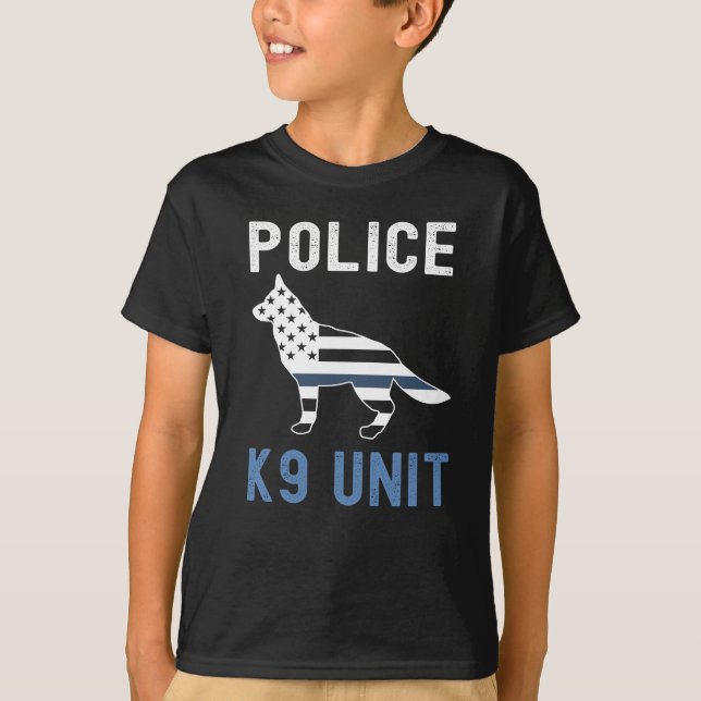 Camiseta Unidade K9 da Polícia de German shepherd K9, Linha (Frente)