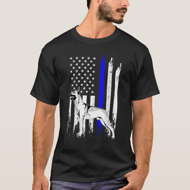 Camiseta Unidade K9 Malinois Belga Bandeira Americana Thin  (Frente)