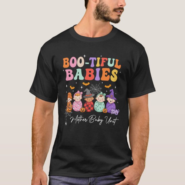 Camiseta Unidade Mãe Bebê Bebês Bootiful Dia das Bruxas Ass (Frente)