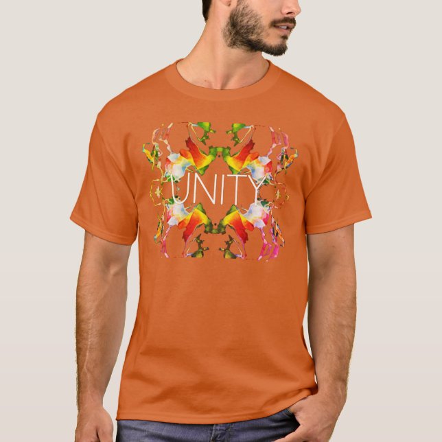 Camiseta "Unidade" Mandala Red Yellow White Design (Frente)