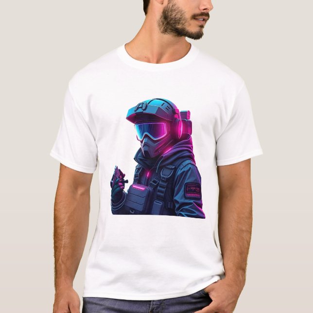 Camiseta Unidade Tática Neon Cyberpunk (Frente)
