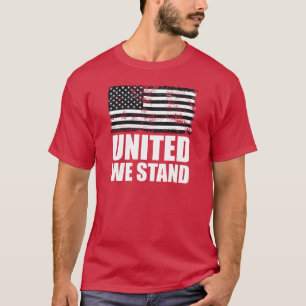 Camiseta Unidos nós estamos linha azul fina Bandeira Grunge