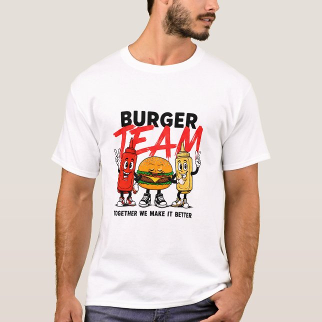 Camiseta 👨 Uniforme de Equipe Criativa de Fast Food 🍔 Bur (Frente)