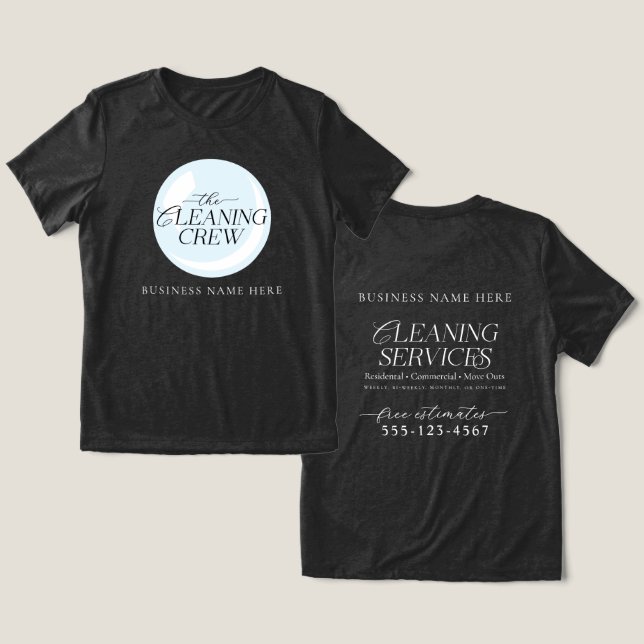 Camiseta Uniforme de Funcionário de Serviço de Limpeza (Design Frente e Verso)