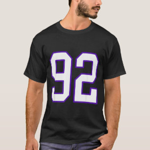 Camiseta Uniforme de jogador de camisola número 92 branca e