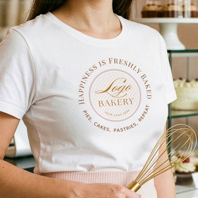 Camiseta Uniforme de Padaria de Pastelaria Faça Upload do L (Pastry Bakery Shop Uniform Upload Your Bakery Logo Tri-Blend Shirt (Front))