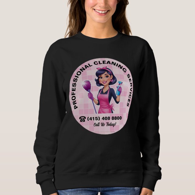 Camiseta Uniforme de Serviço de Limpeza Janitorial Pink Mai (Frente)