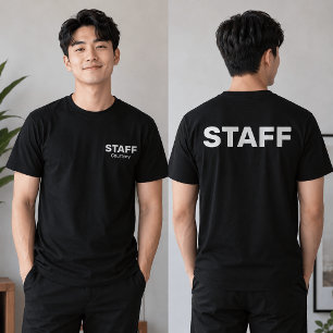 Camiseta Uniforme de Staff com Nome na Frente e Impressão n