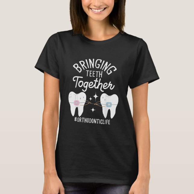 Camiseta Unindo dentes - Ortodontista (Frente)