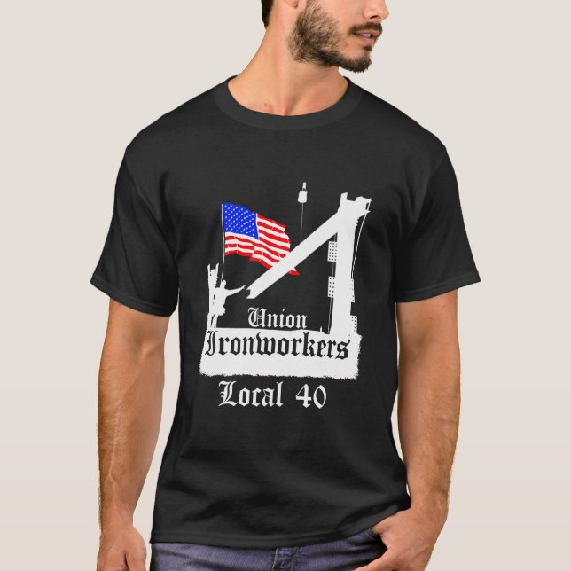 Camiseta Union Ironworker Local 40 American Flag Ny (Frente)
