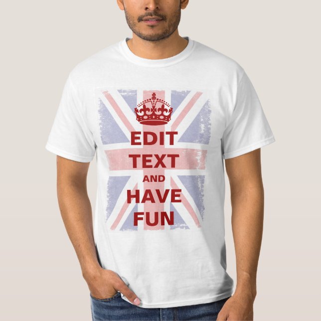 Camiseta Union Jack com seu próprio texto (Frente)
