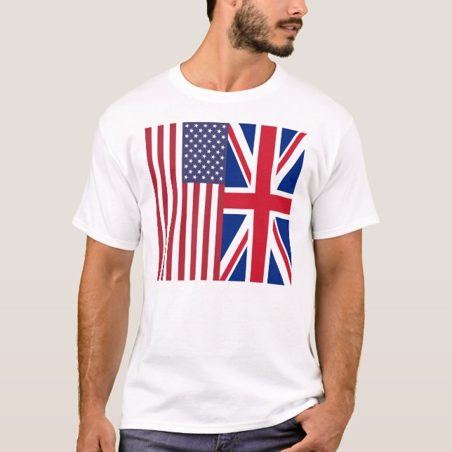 Camiseta Union Jack e bandeiras dos Estados Unidos da (Frente)