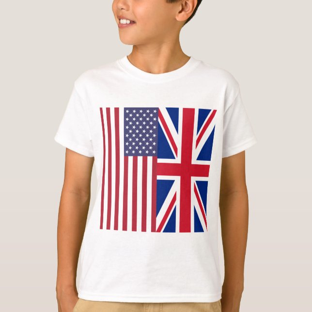 Camiseta Union Jack e bandeiras dos Estados Unidos da (Frente)