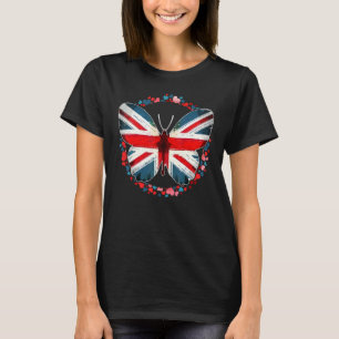 Camiseta Union Jack Flag Butterfly Para Crianças E Ex Britâ