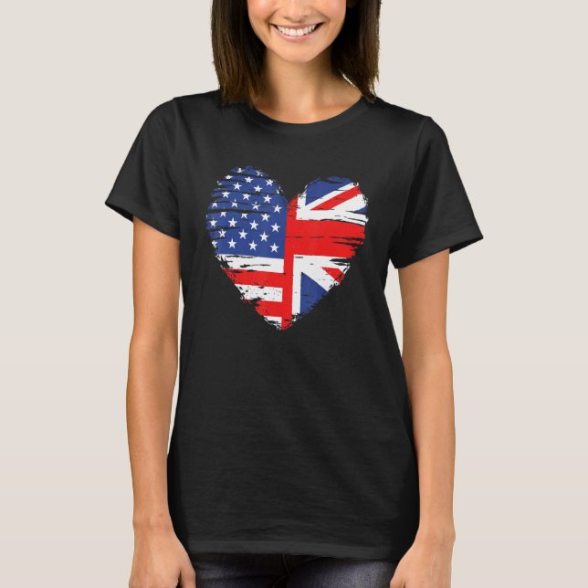 Camiseta Union Jack Flag England e American Flag for Brit (Frente)