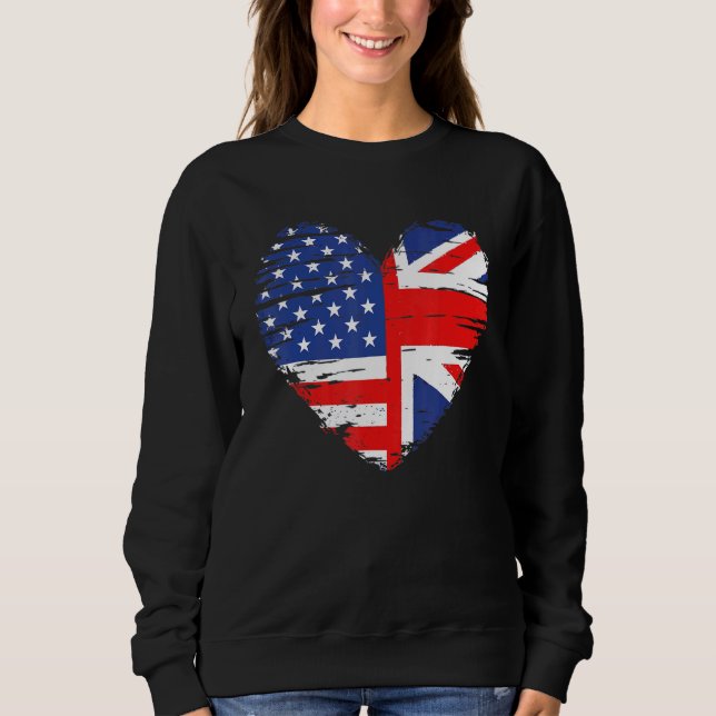 Camiseta Union Jack Flag England E American Flag Para Brit (Frente)