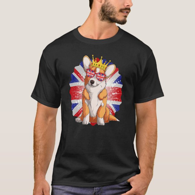 Camiseta Union Jack Idea Para Crianças Com Jubilee Corgi (Frente)