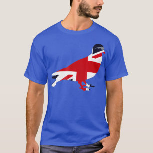 Camiseta Union Jack Sunglass Pigeon Pigeon Bird Bandeira Br