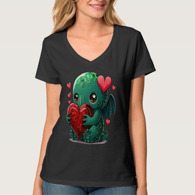 Camiseta Unique Cute Cthulhu Valentines Day (Frente)