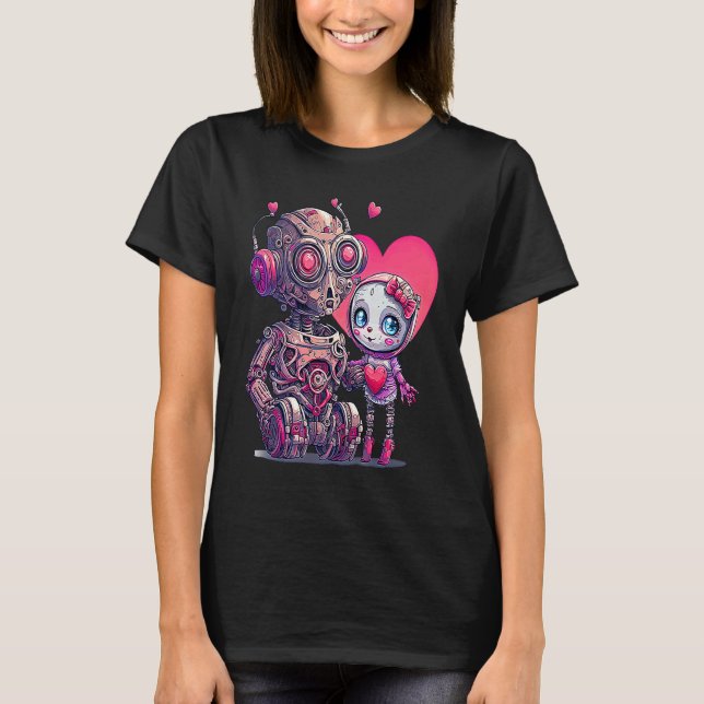 Camiseta Unique Cute Robot Valentines Day (Frente)