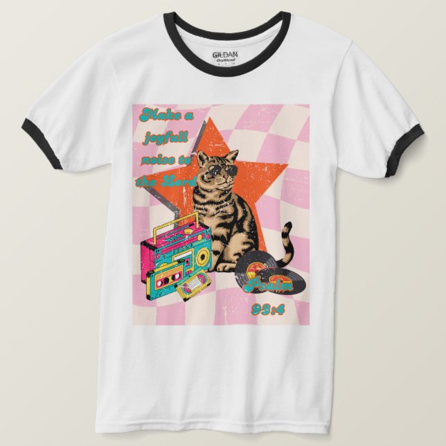 Camiseta Unisex Bíblia de gato retrô (Frente do Design)