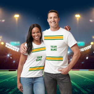 Camiseta Unisex Branco do Nome da Equipe Esportiva Dourada