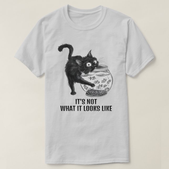 Camiseta Unisex de gato e peixe (Frente do Design)