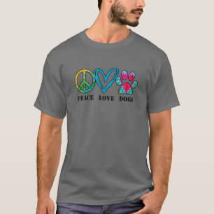 Camiseta Unisex Dog Peace Love Dogs Tie Dye Dog Pai Mãe
